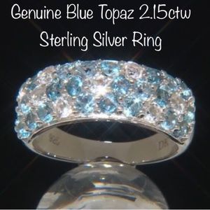 Genuine London Blue, Swiss Blue & White Topaz 2.15ctw Sterling Silver Ring